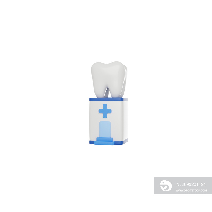 Dental clinic or hospital 3D render icon isolated white background.