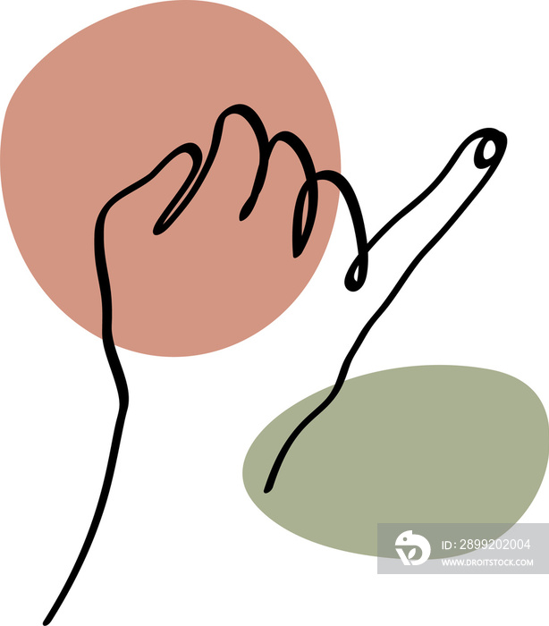 hand gestures is created with colored abstract shapes. simple hand drawn illustrations for wall art decoration and print. collection of gestures for symbols and communication