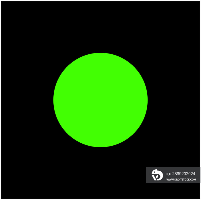 Green dot on black background icon. Green dost.