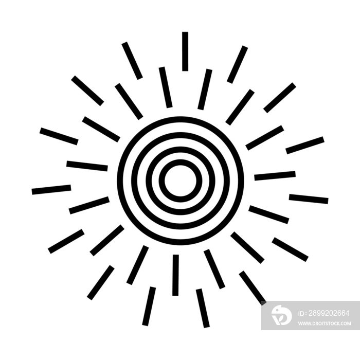 minimalist sun illustrations in an outline style. a simple drawing of the ancient sun symbol for creative design.