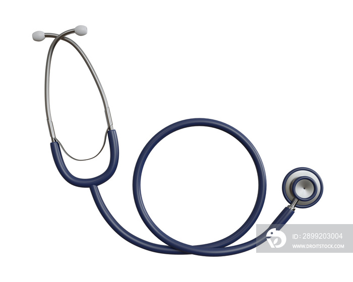 3d rendering stethoscope blue color