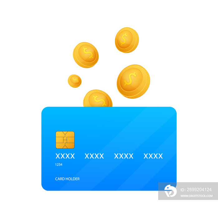 Cash back icon with credit card isolated on white background. Cash back or money refund label. Vector illustration.