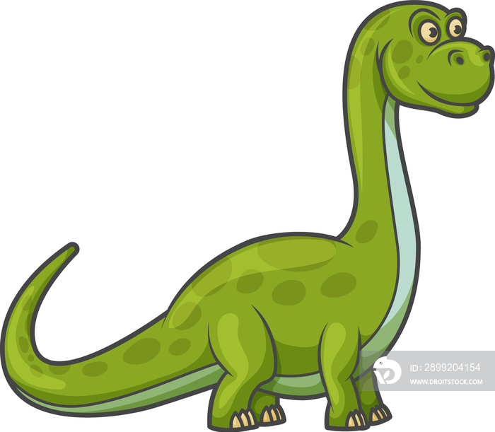 Green dinosaur isolated childish brontosaurus dino