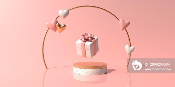 Hearts with gift boxes - Appreciation and love theme - 3D render