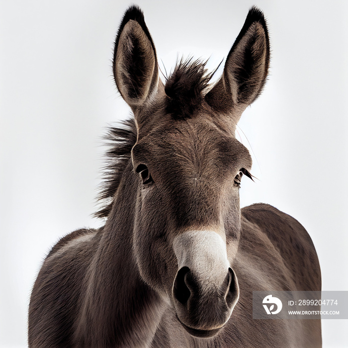 Photo of a donkey on a white background