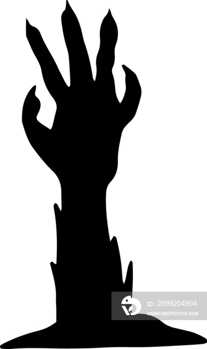 Silhouette Halloween zombie hand , isolated on Transparency background, illustration of elements for halloween. Tattoo