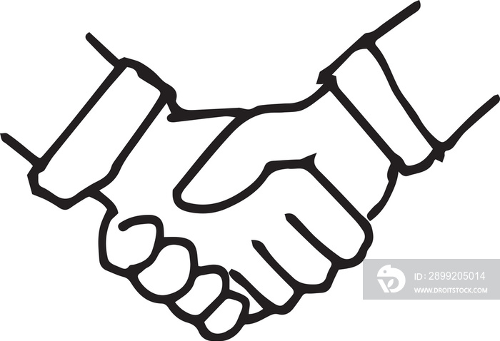 line drawing business handshake