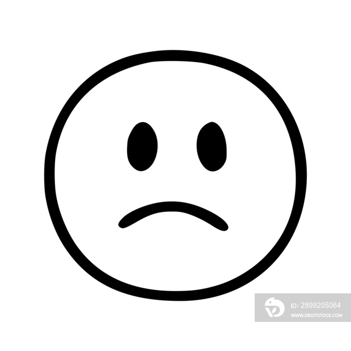 Sad face emoticon in doodle style