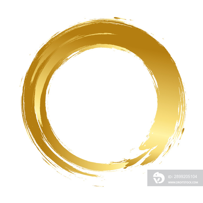 Brush stroke and gold circle element