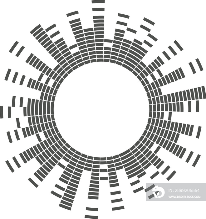 Abstract circular equalizer. Round audio eq soundwaves. Graphic abstract frame.