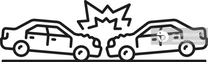 Car damage, crash or collision line icon