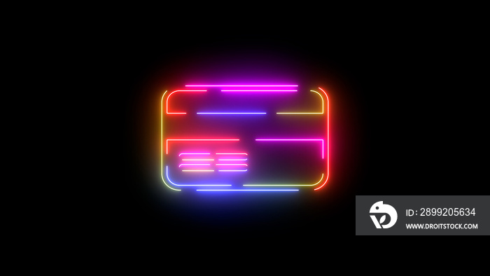 Credit card colored icon. Laser vintage effect.