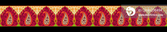 all over geometrical border vector paisley pattern on brown background