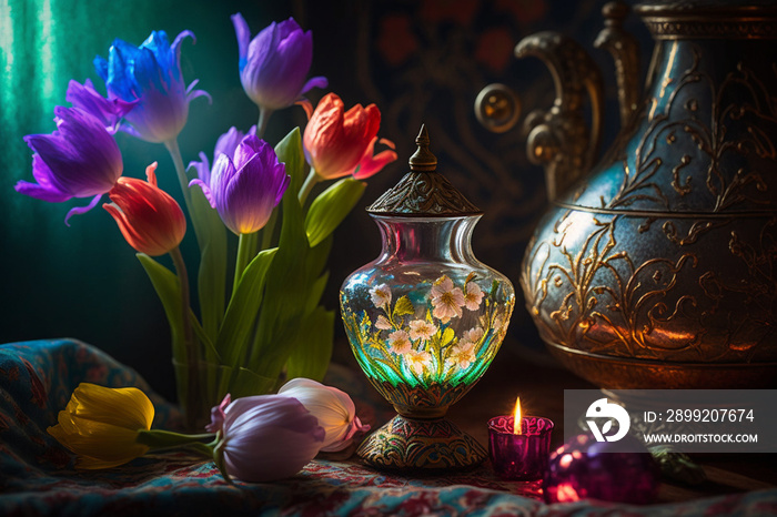 tulips in a vase at Nowruz Persian new year