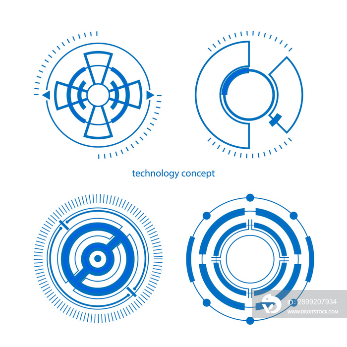 technology concept. HUD Circle User interface on blue background. circle elements for data infographics. set of sci fi modern user interface elements.