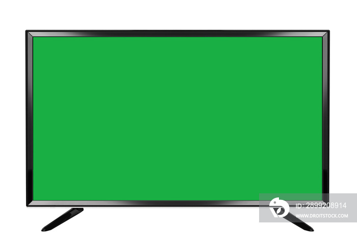 isolated OLED green screen flat smart TV on white background