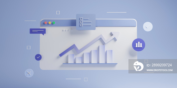 stock market analysis, economic graph with diagrams, business and financial concepts and reports, business analysis 3d illustration.