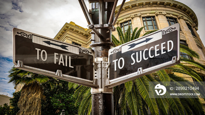 Street Sign TO SUCCEED versus TO FAIL