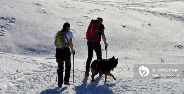 a beautiful day to go to the mountains for a walk in the snow