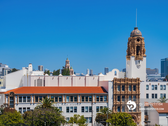 Sunny view of the Mission High School