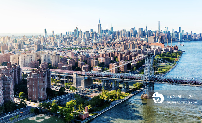 Williamsburg Bridge over the East River in Manhattan, NY