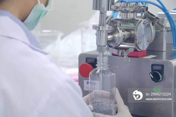 Manufacture filling Hand Gel in Laboratory control room