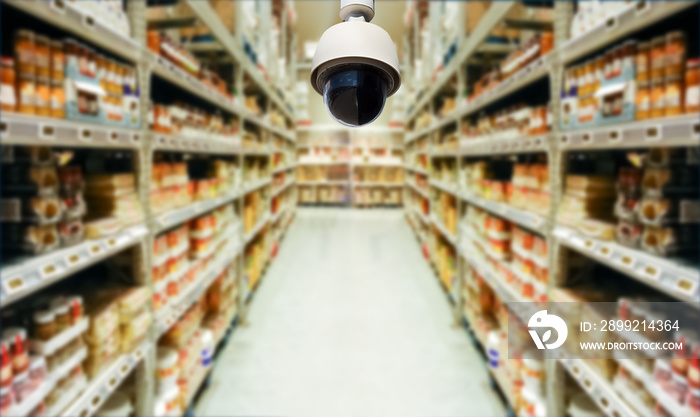 surveillance camera at an aisle of the warehouse