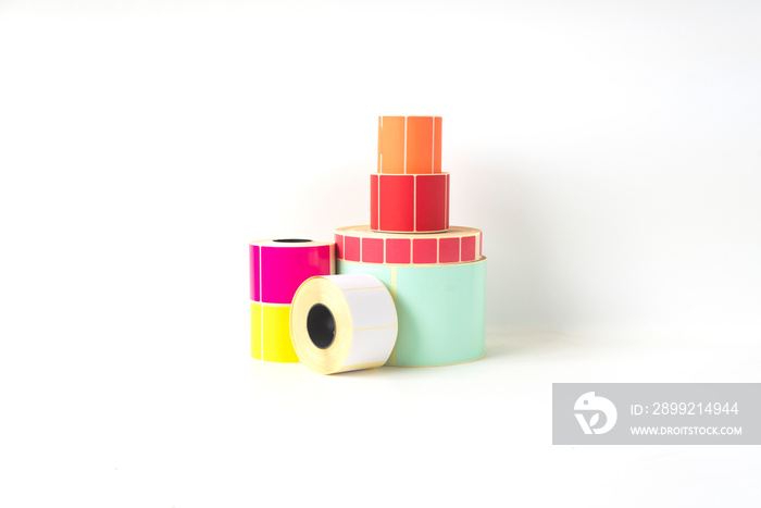 Colored rolls of labels for marking, packaging, barcoding, thermal or thermal transfer printing