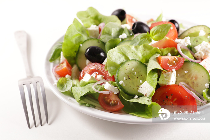 vegetable salad isolated on white background