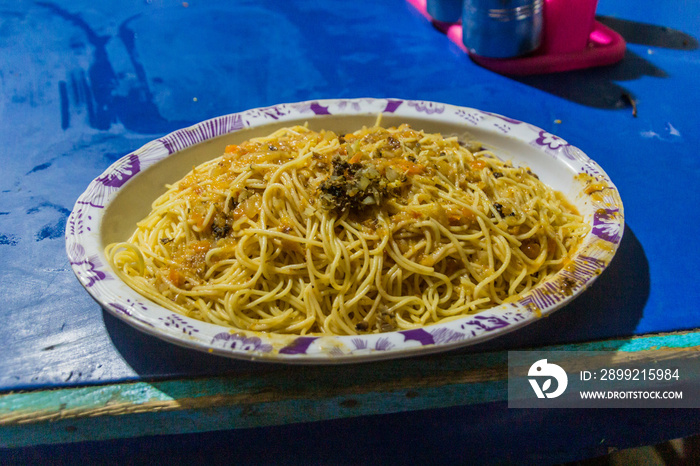 Simple spaghetti meal in Somaliland