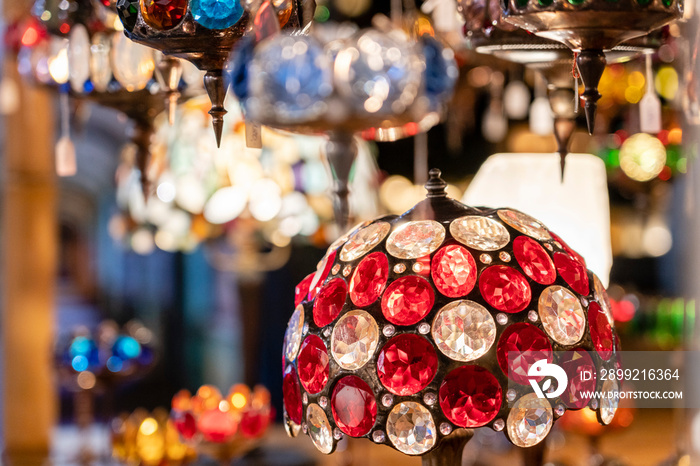 crystal lamps at Christmas market, Humboldt Forum, Berlin, Federal Republic of Germany