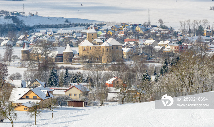 The town of Svihov in winter, Czech Republic, Pilsen region