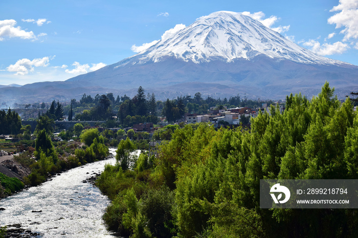 Snow capped volcano