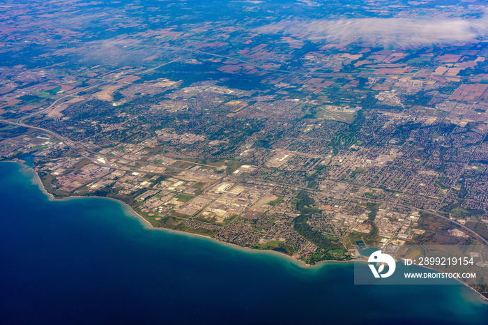 Aerial view of the Oshawa area cityscape