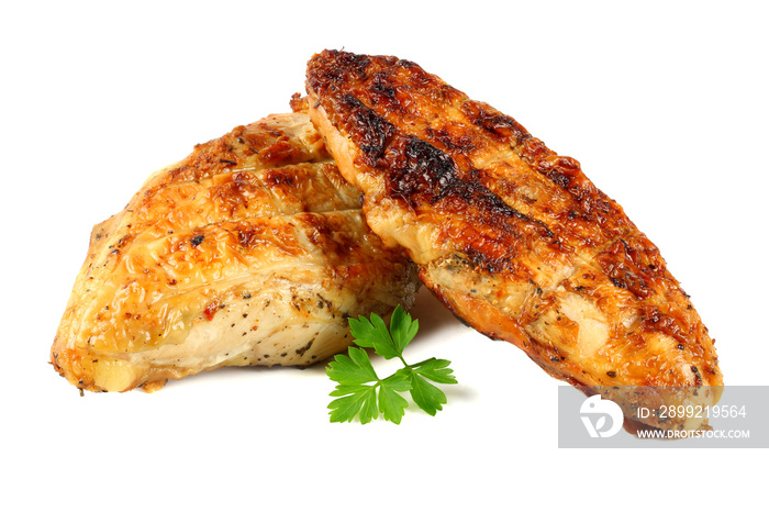 Grilled chicken fillet isolated on white background