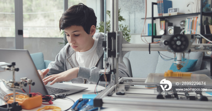 Student using a 3D printer at home