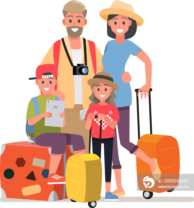 Happy group of teen and Family traveler .Vector illustration cartoon character.