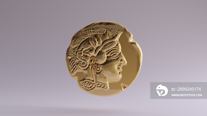 Antique Gold Athena Coin 3d illustration