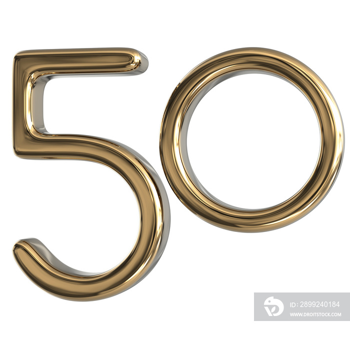 3d golden Number 50