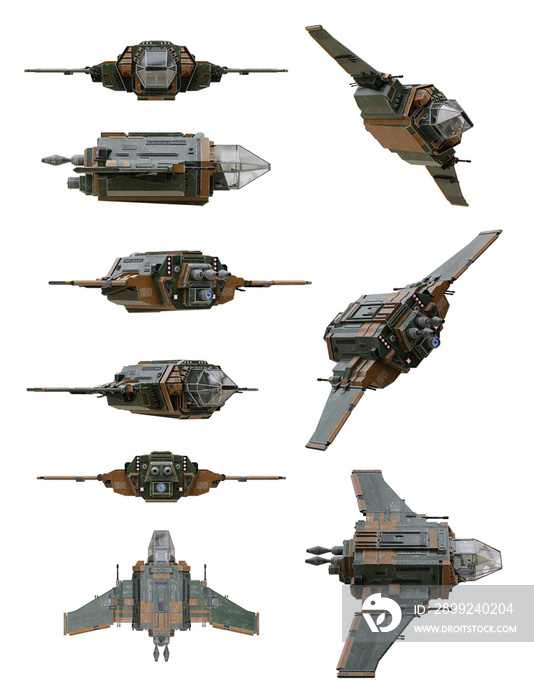 3d spaceship isolated