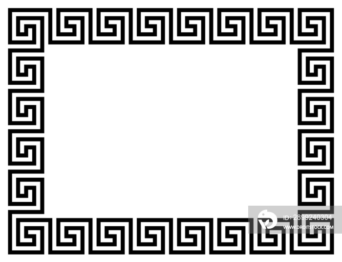 Greek  ornaments, meanders. Square meander border from a repeated Greek motif Vector  on a white background