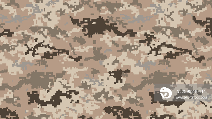 Military Desert pixel camouflage texture pattern horizontal banner illustration wallpaper