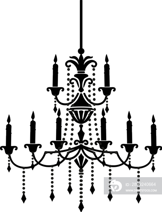 Chandelier silhouette, ceiling lamp with candles