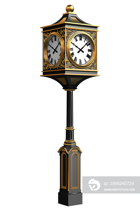 Old fashioned street clock with Latin numerals