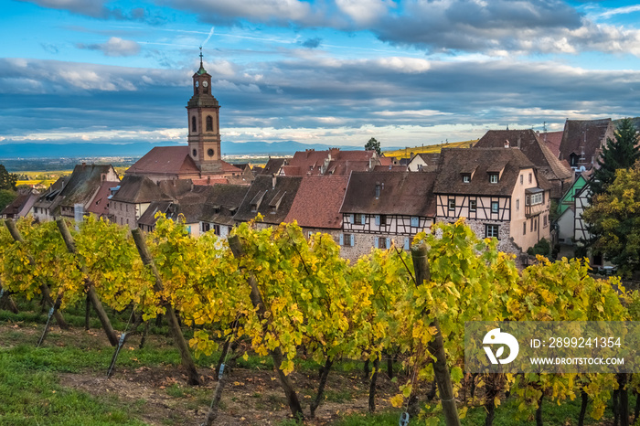 Riquewihr (Reichenweier) a wine-making village in the Haut-Rhin department, Alsace, France.