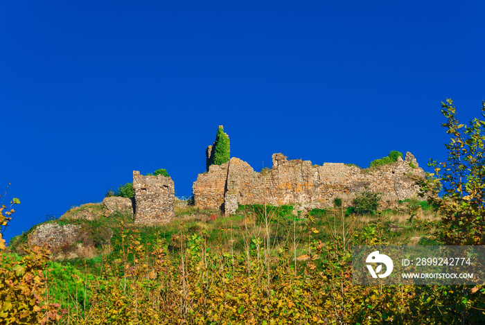 Old castle ruins at the top of Trevignano Romano hill, a small town near Rome