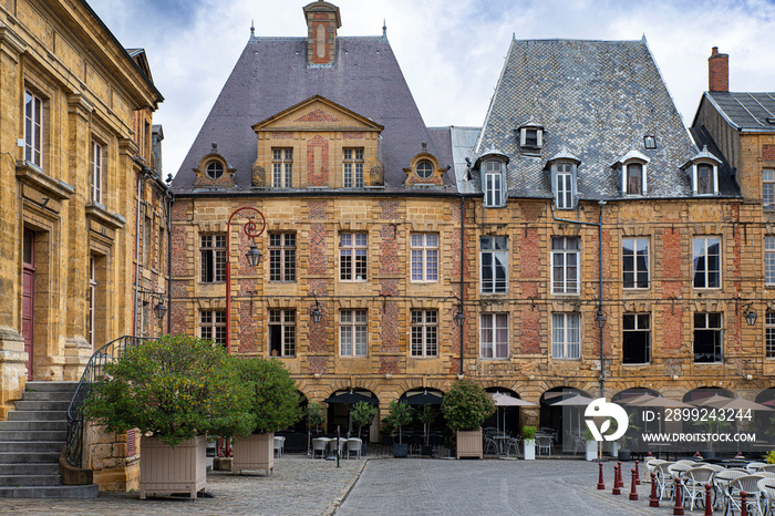 Typical architecture of the city of Charleville Mézière in France in the city centre on the Place Ducale