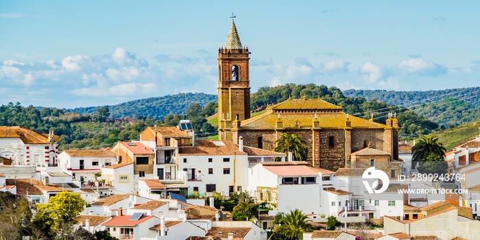 Panoramic view of the village of Cortegana, Huelva, Andalusia, Spain, Europe