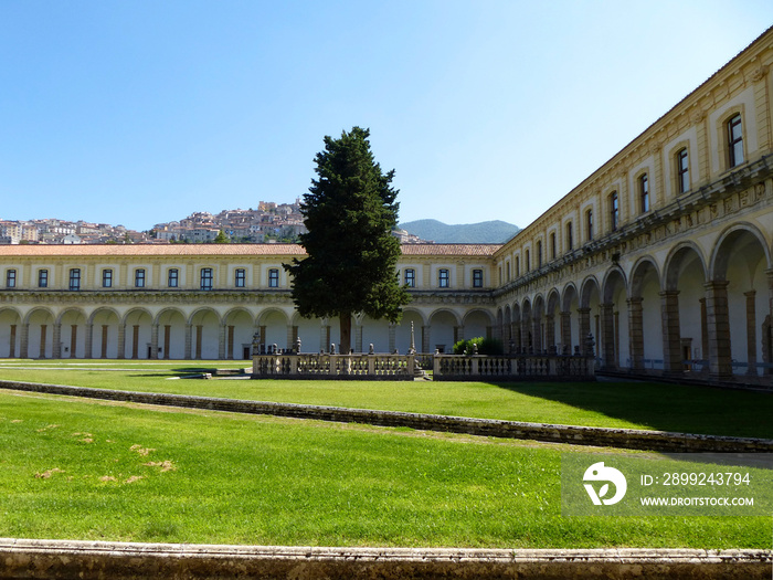 Cloister and courtyard of Certosa di San Lorenzo di Padula, Padula, Campania, Italy