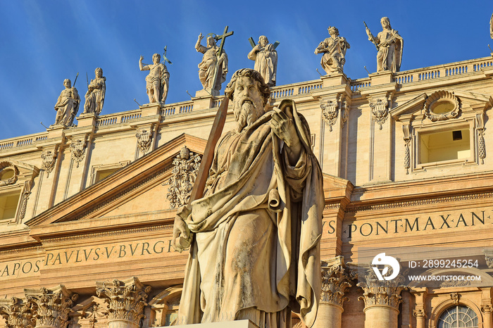 statue Apostle Paul with sword at the Vatican in Rome